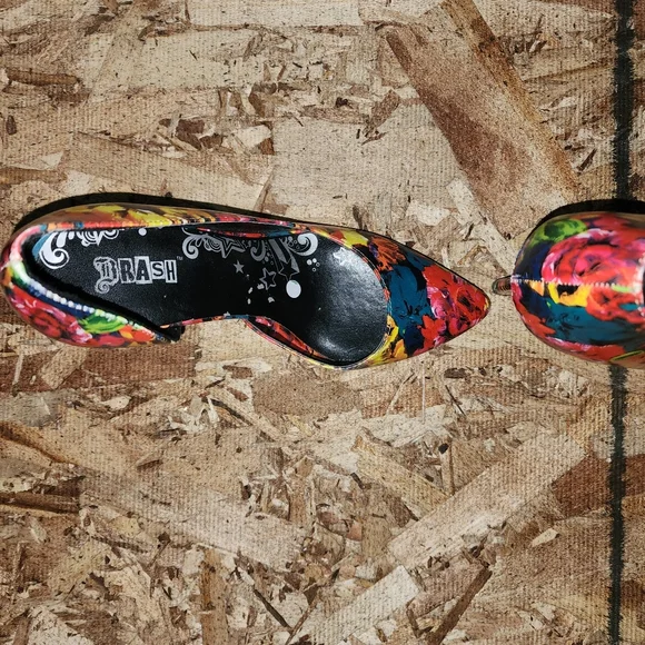 BRASH Colorful Floral Slip On Stiletto Heels Dress Shoes Women's (Multicolor)- 5 - Picture 5 of 9